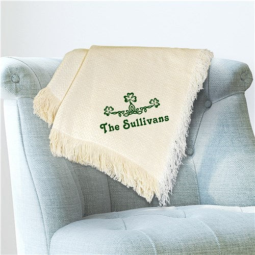 Embroidered Irish Family Name Afghan