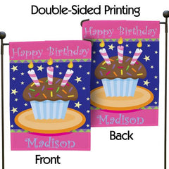 Personalized Birthday Cake Garden Flag