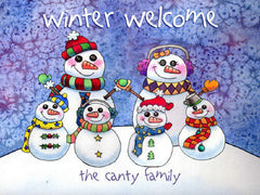 Snowman Family Custom Tapestry Throw Blanket