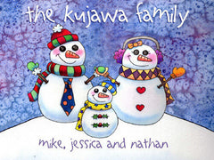 Snowman Family Custom Tapestry Throw Blanket